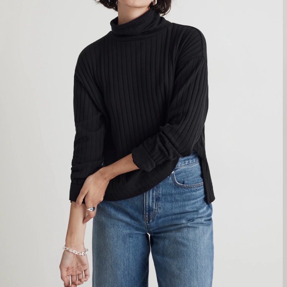 Madewell Relaxed wide-ribbed Turtleneck Tee Size S Minimalist Closet Staple